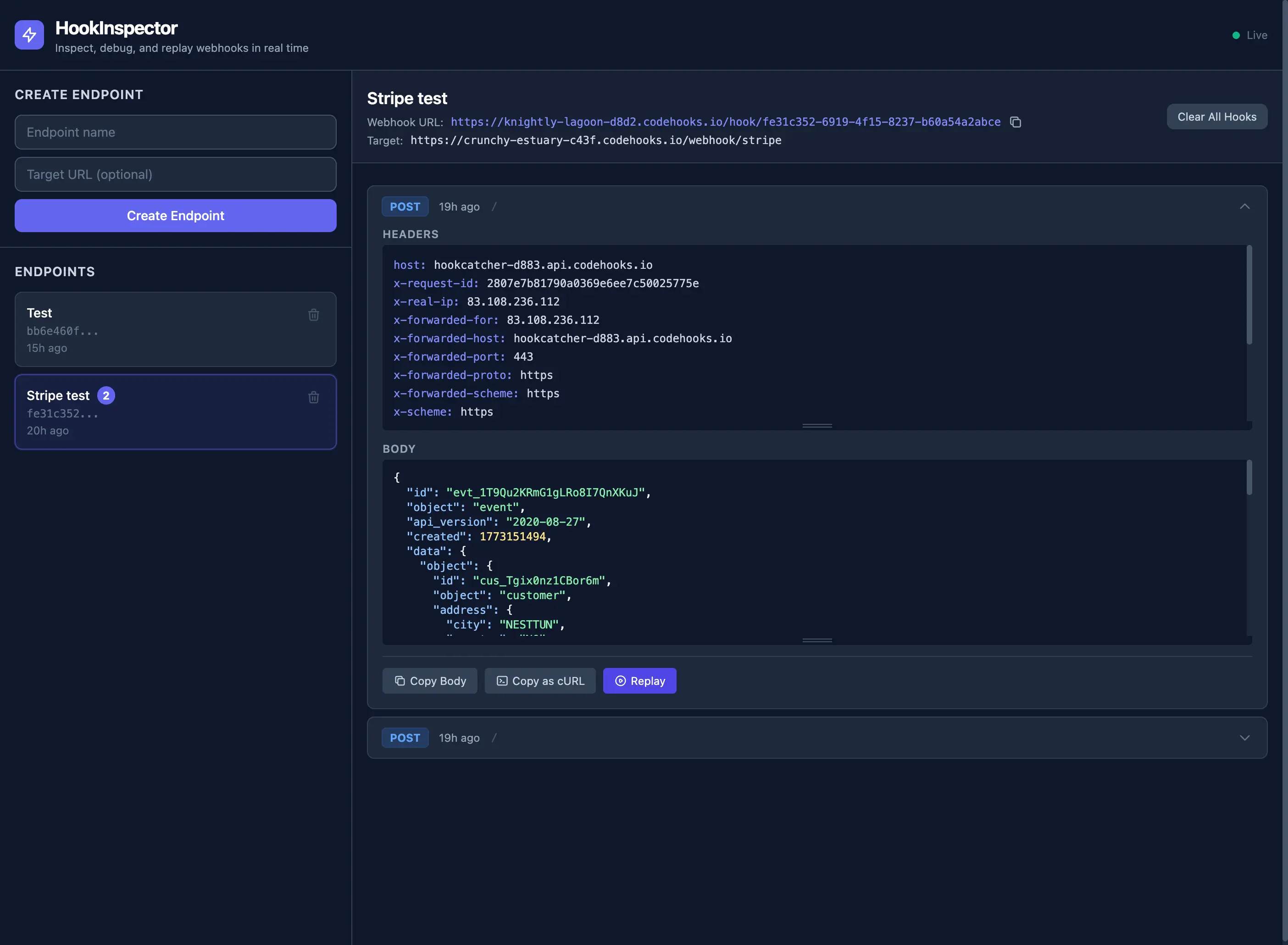 Webhook Inspector — catch, inspect, and replay webhooks